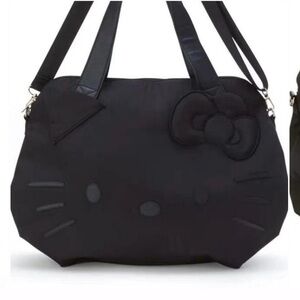 Hello Kitty Black Tote with Bow Accent duffle crossbody bag removable strap